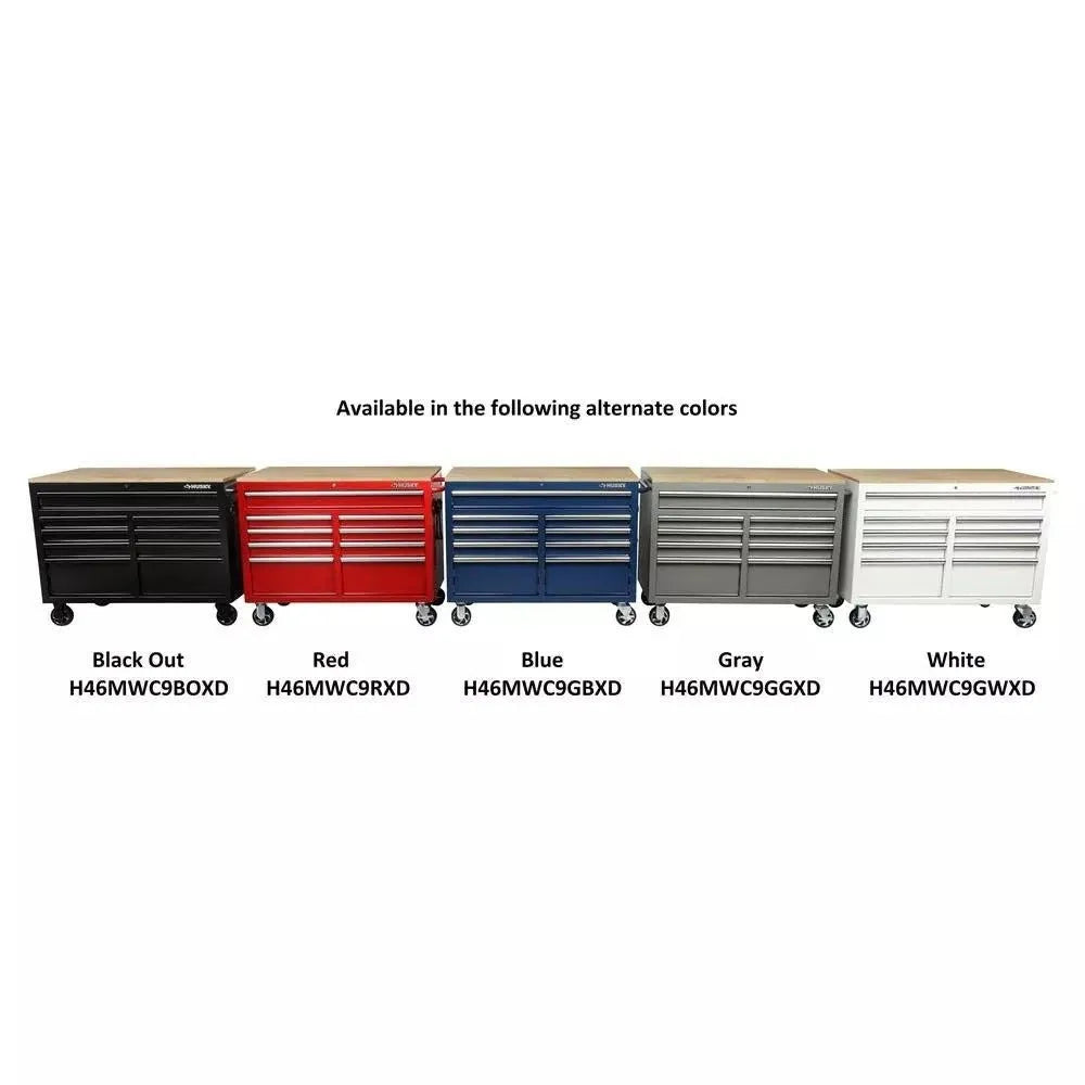 2026 46 in. W x 24 in. D 9-Drawer Gloss Black Deep Tool Chest Mobile Workbench