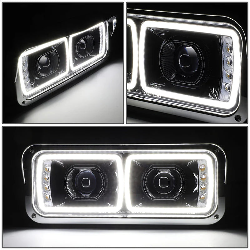 LED DRL Halo Headlights 86-07 Kenworth T600A Peterbilt 378 379
