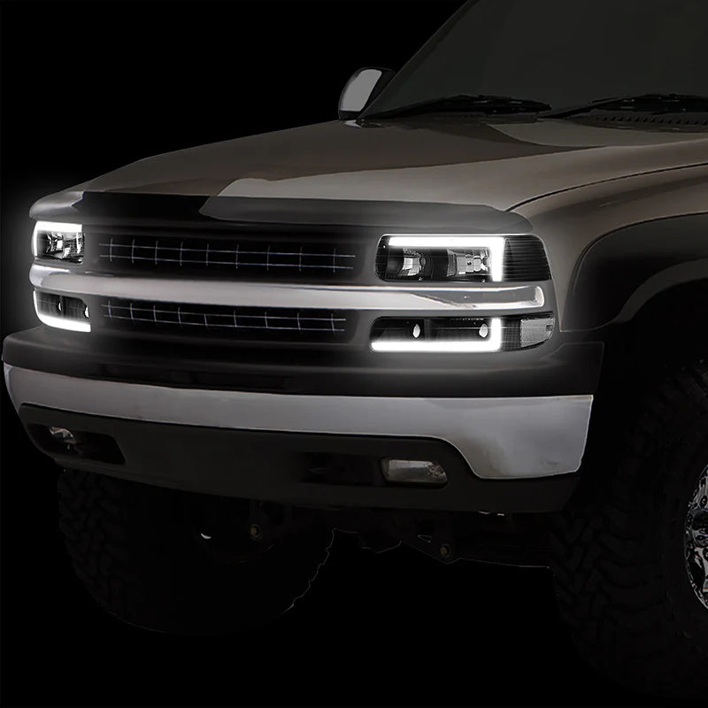 LED DRL Headlights 99-02 Chevy Silverado 1500-3500, 00-06 Suburban 1500 2500 Tahoe