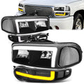 LED DRL Switchback Headlights 01-06 GMC Sierra 1500 Yukon Denali