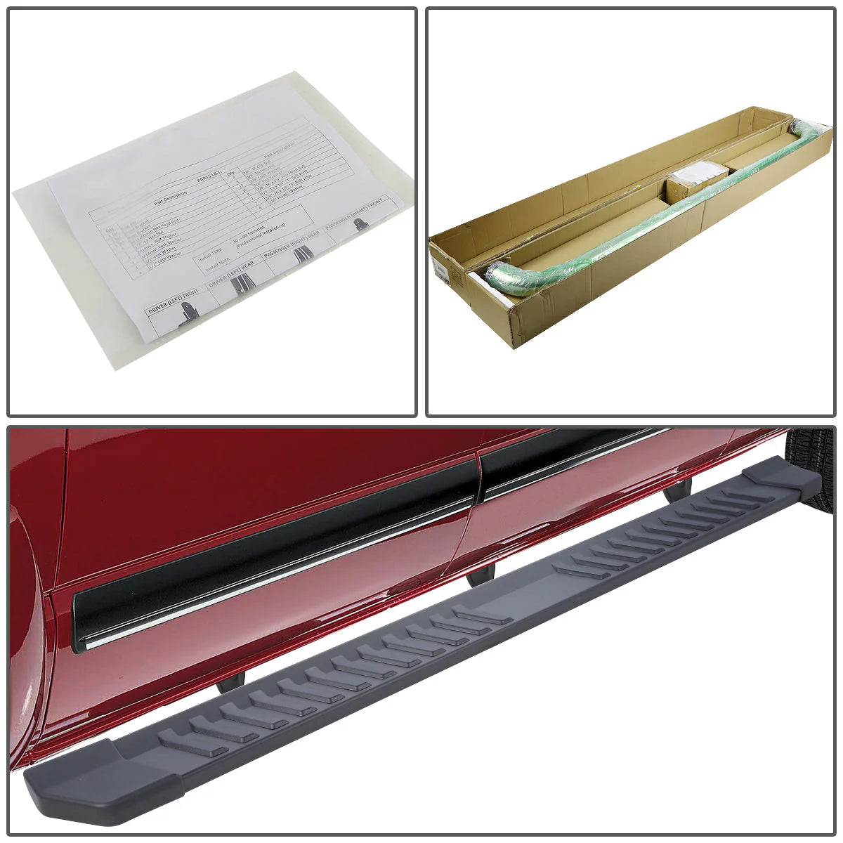 6 in. Wide Flat Step Running Boards 04-14 Ford F150 Crew Cab