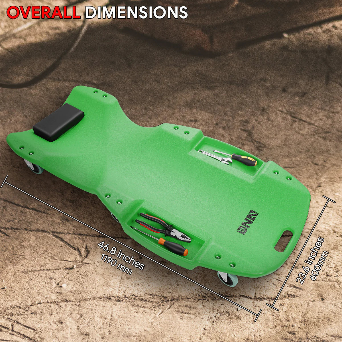 Heavy Duty Low Profile Roller Automotive Creeper - 46.8 in. L x 23.6 in. W [A Variety of Color Options]