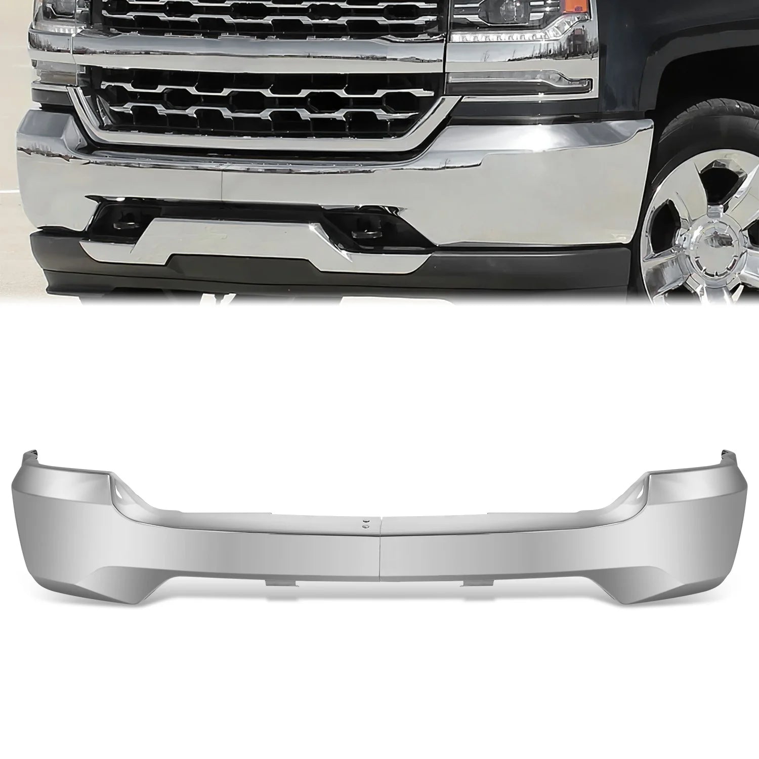 Modular Style Front Bumper (w/o Fog Light Holes) 16-19 Chevy Silverado 1500 LD