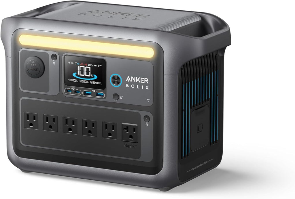 2026 Anker SOLIX C1000 Portable Power Station with 200W Solar Panel, 1800W Solar Generator, 1056wh LFP (LiFePO4) Battery, 6 AC Outlets, Up to 2400W for Home, Power Outages, and Outdoor Camping
