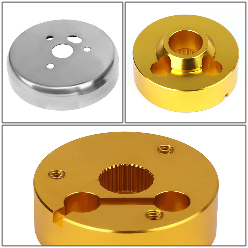 65-69 Ford Mustang 67-74 Bronco Aluminum Steering Wheel Hub Adapter - Gold