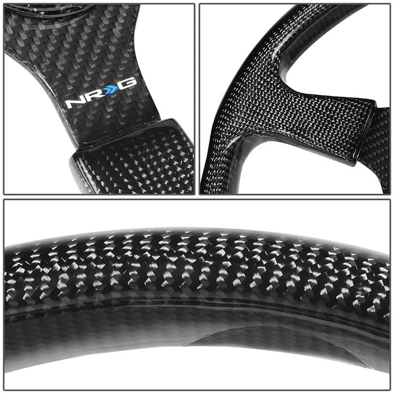 350mm Flat Dish Carbon Fiber Spoke Steering Wheel Universal