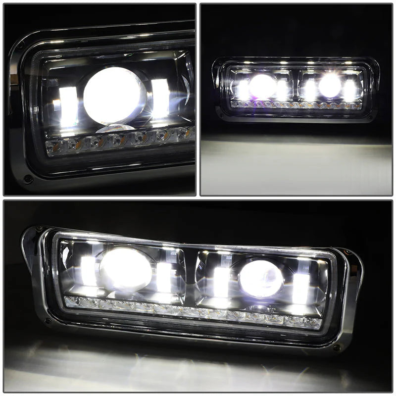 LED DRL Halo Projector Headlights 81-19 Kenworth W900 Western Star 4800