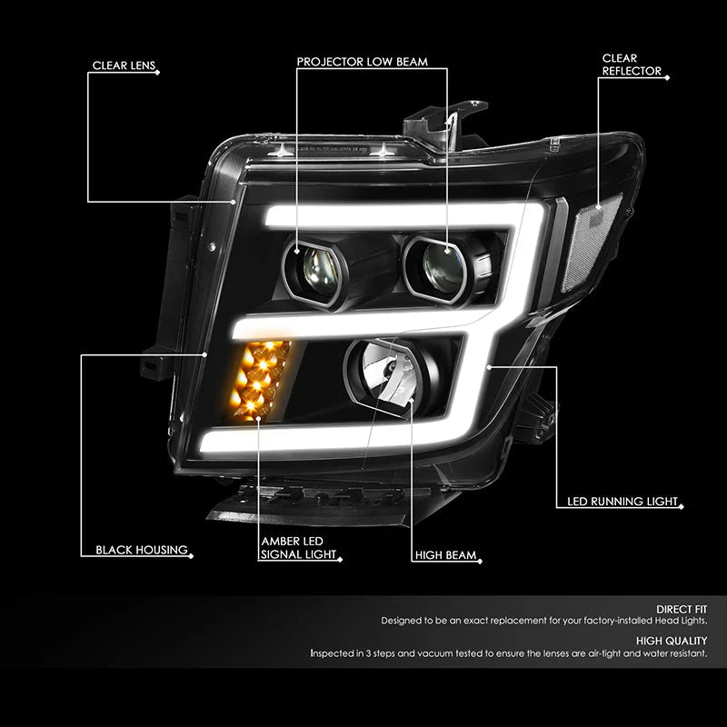 LED DRL Projector Headlights 16-22 Nissan Titan, Titan XD