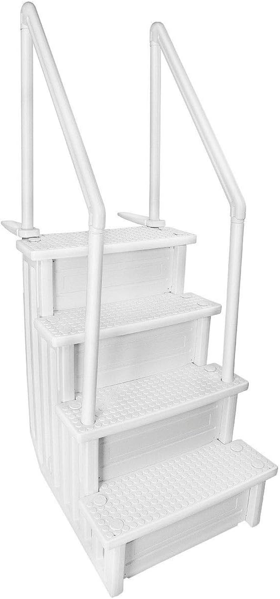 2026 Deluxe Above-Ground Pool Ladder A-Frame Swimming Non-Sliip Step Ladder, White
