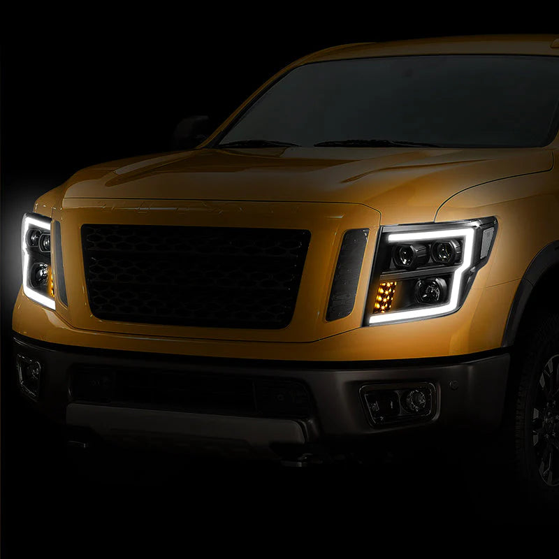 LED DRL Projector Headlights 16-22 Nissan Titan XD