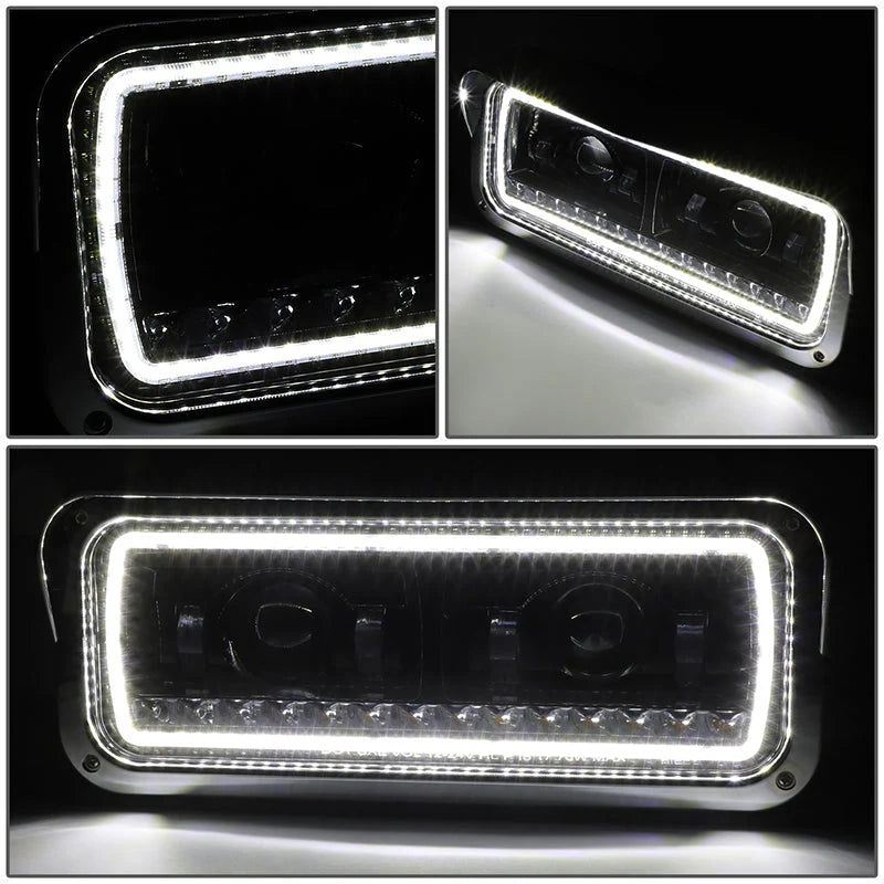 LED DRL Halo Projector Headlights 81-19 Kenworth W900 Western Star 4800