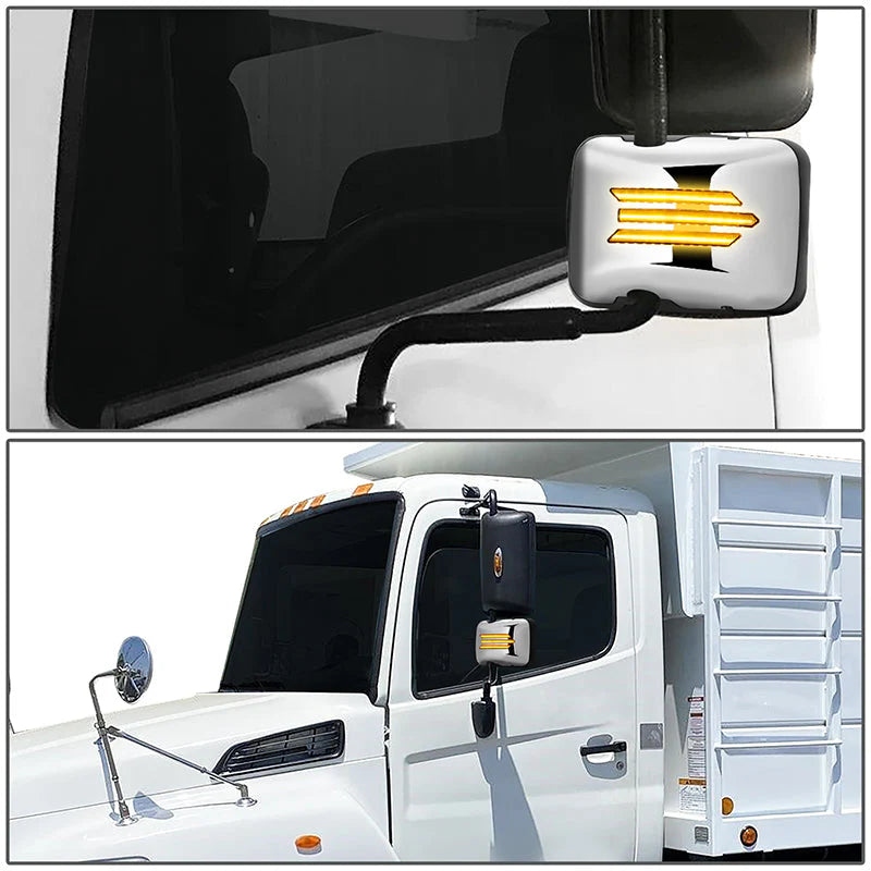Performance Series Side Hood Mirrors (Black) 05-21 Hino 145, 238, 268, 338, 358, L6, XL7