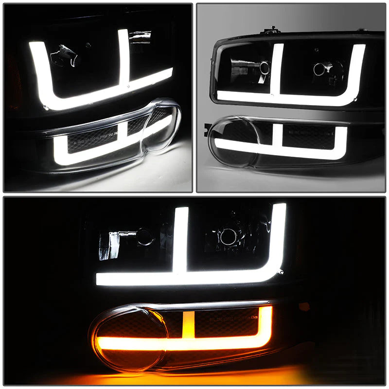 LED DRL Switchback Headlights 01-06 GMC Yukon Sierra 1500 Denali