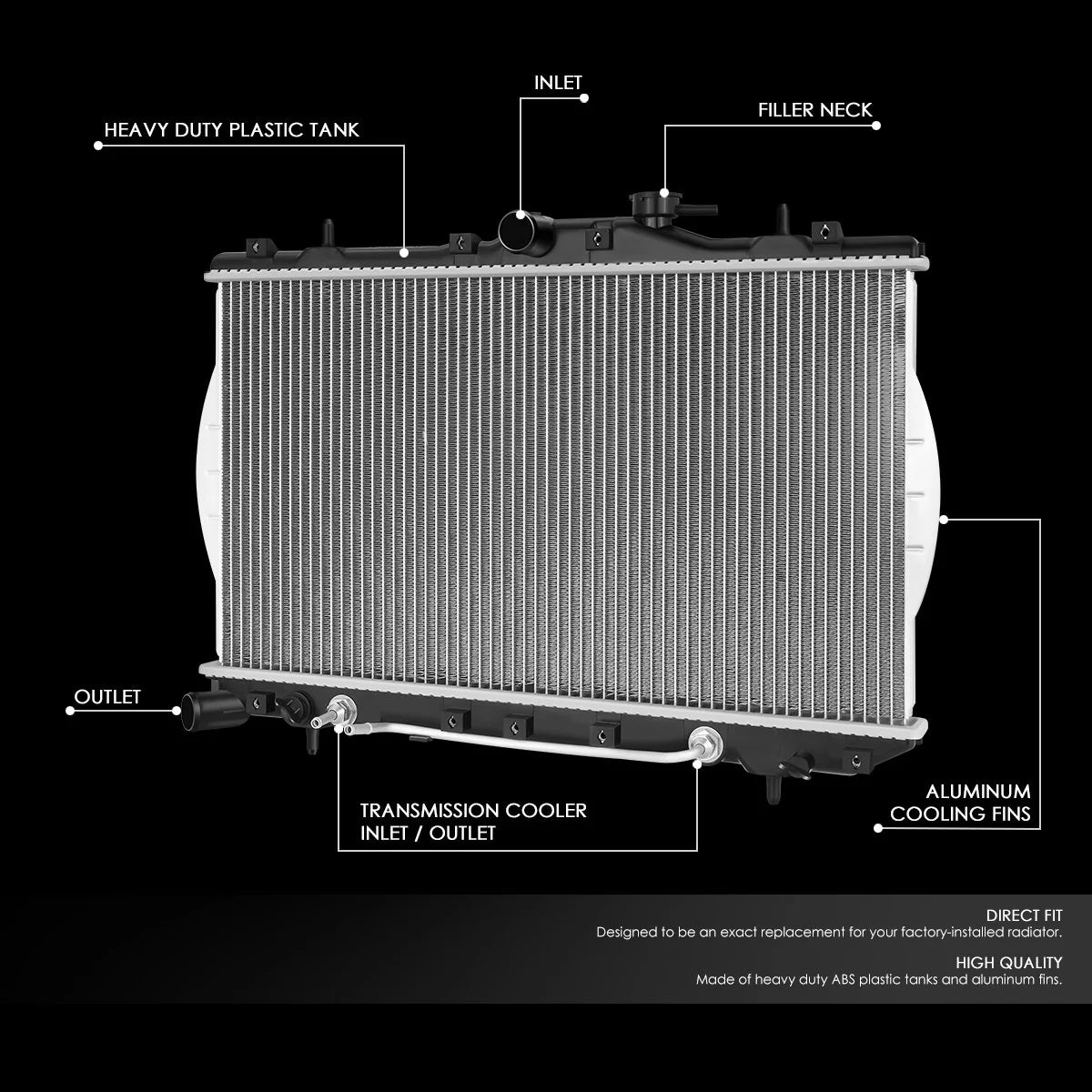 1816 Replacement Radiator 95-99 Hyundai Accent 1.5L SOHC