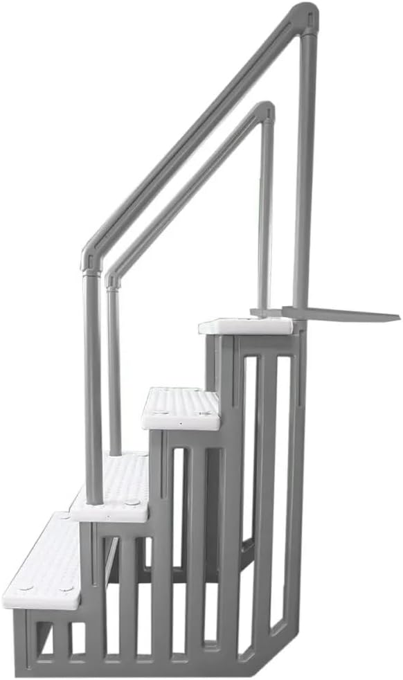 2026 Select Anti-Slip in-Pool Steps | Gray | for Above Ground Swimming Pools | Can Mount to Decks 48′′ to 54′′ H | Safety Stairs Capacity Up to 300 lbs