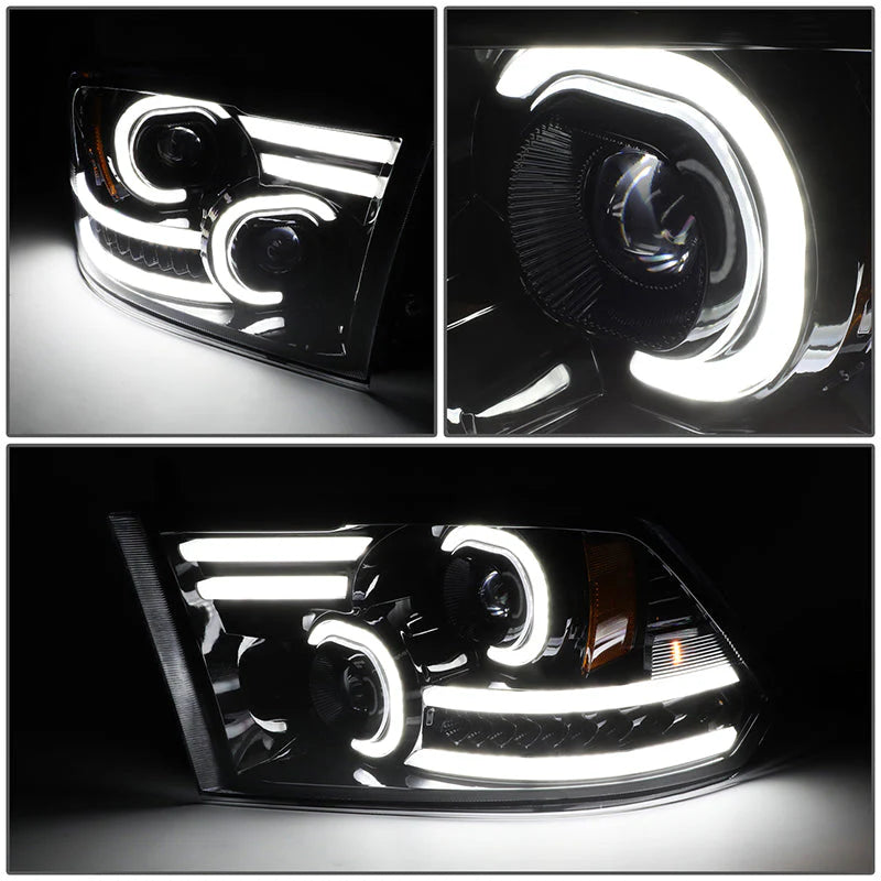 LED DRL Halo Projector Headlights 10-18 Ram 1500-3500, 2009 Dodge Ram 1500