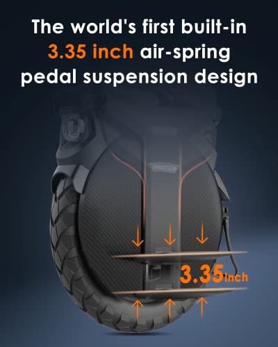 2026 Electric Unicycle, 18′′ Self-Balancing with 3.35′′ Air Suspension, 75-Mile Range, 34 MPH Speed