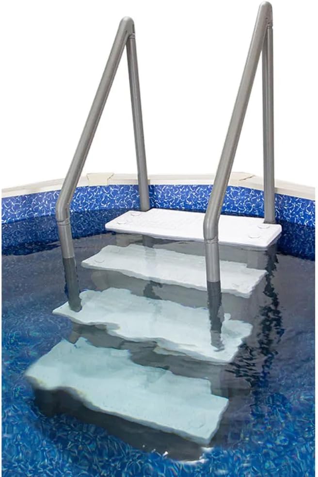 2026 Select Anti-Slip in-Pool Steps | Gray | for Above Ground Swimming Pools | Can Mount to Decks 48′′ to 54′′ H | Safety Stairs Capacity Up to 300 lbs