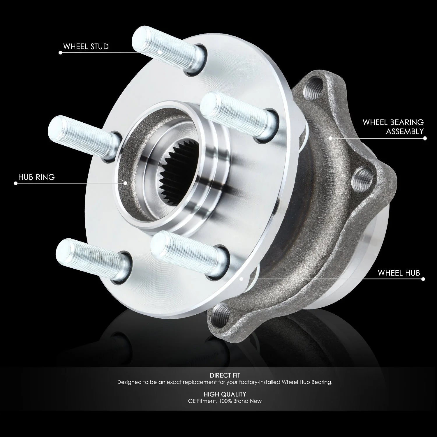 Rear Left or Right Side Wheel Bearing & Hub Assembly 10-14 Subaru Legacy Outback, 13-16 Scion FR-S
