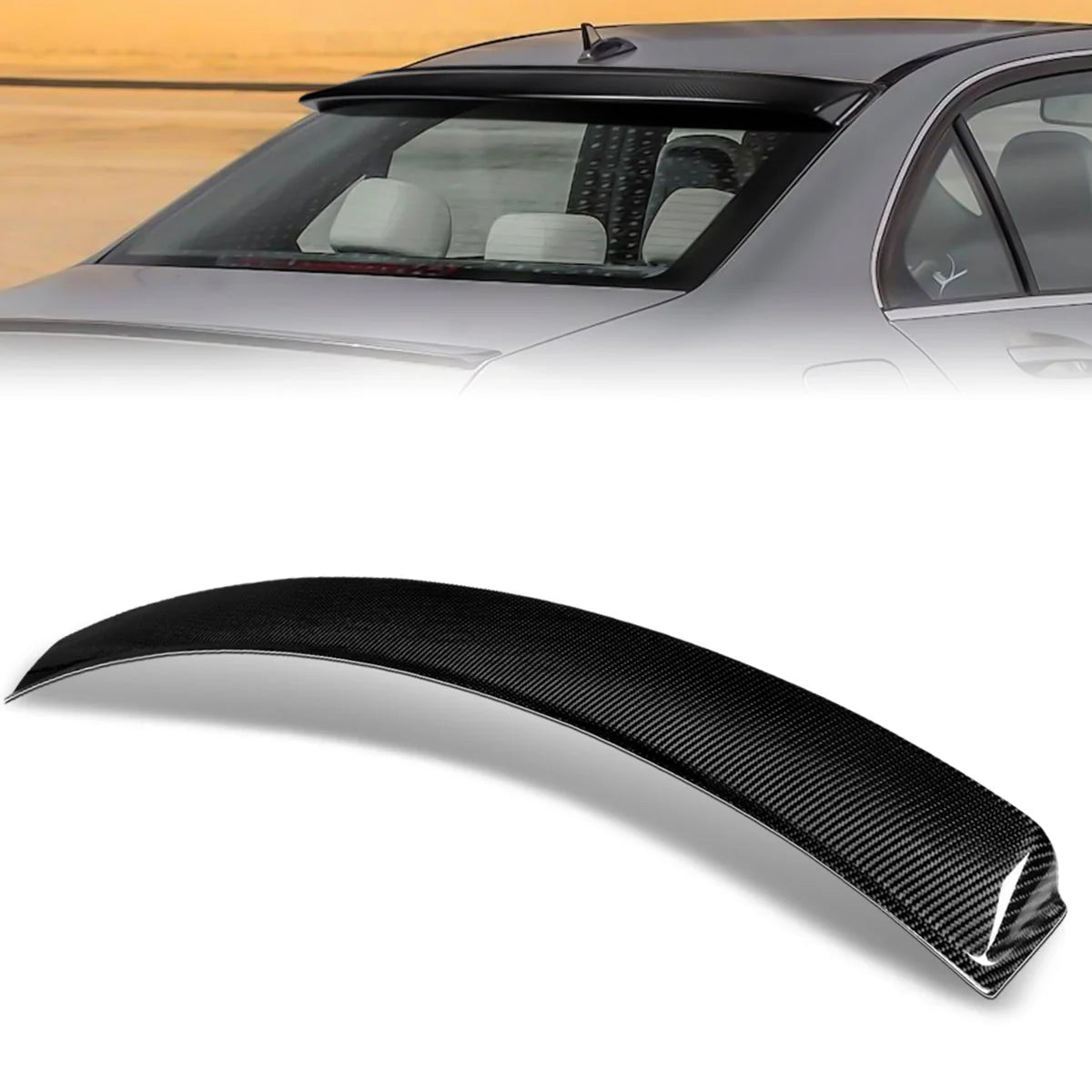 08-14 Mercedes-Benz C63 AMG C300 C350 Sedan Rear Trunk Lid Spoiler - Carbon Fiber