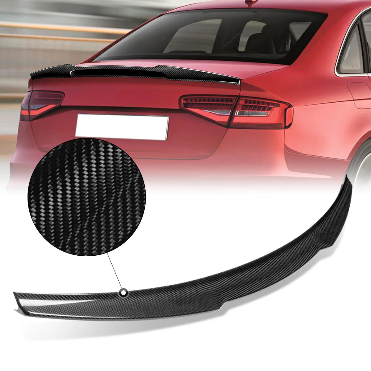 V-Style Carbon Fiber Rear Trunk Lid Spoiler 13-16 Audi A4 Quattro Sedan