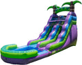 2026 HeroKiddo 16’ Purple Tropical Lightweight Premium Commercial Grade Water Slide Inflatable with Attached Pool for Kids and Adults (with Blower), Wet Dry Use, Summer Fun