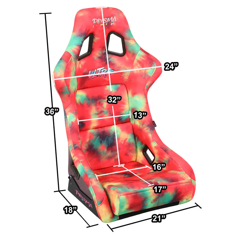 Tie Dye Fiberglass Vegan Satin Bucket Racing Seat Universal
