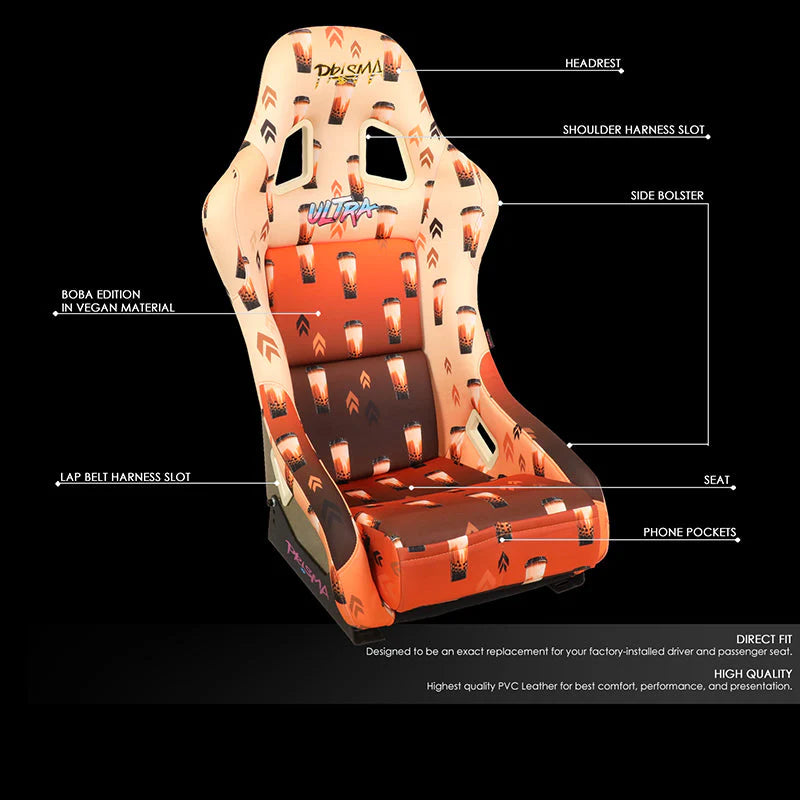 Vegan Satin Fixed Back Racing Bucket Seat Universal
