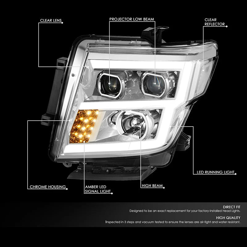 LED DRL Projector Headlights 17-22 Nissan Titan, 16-22 Titan XD