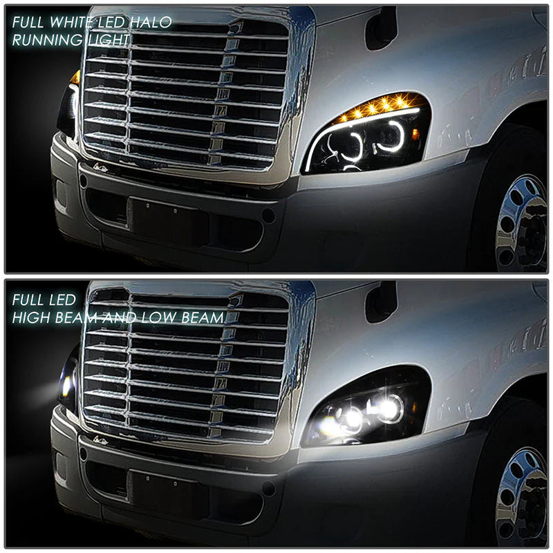 LED DRL Sequential Projector Headlights 08-17 Freightliner Cascadia