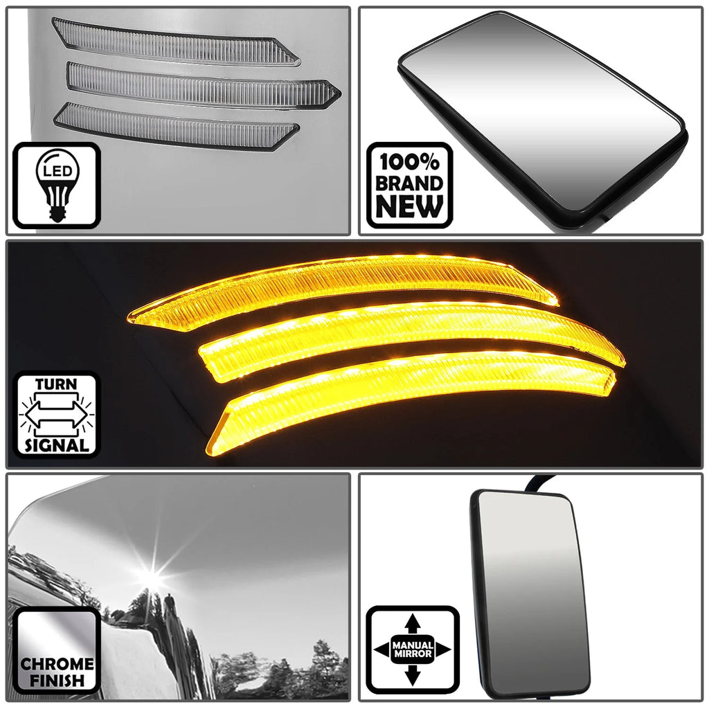 Performance Series Side Hood Mirrors (Black) 05-21 Hino 145, 238, 268, 338, 358, L6, XL7