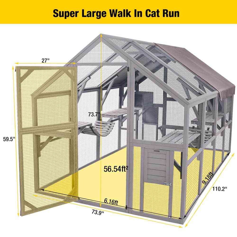 2026 Morgete Luxury Outdoor Cat House: Spacious 56.54ft2 Enclosure with Platforms & Weatherproof Cover