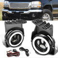 LED Halo Projector Fog Lights w/ Switch Wiring Harness 03-07 GMC Sierra 1500-3500 Classic