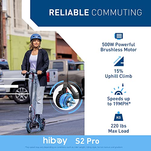 2026 Hiboy S2 Pro Folding Electric Scooter, 500W Motor, 10" Solid Tires