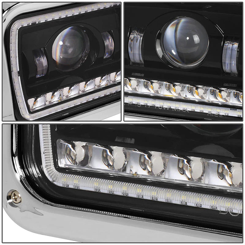 LED DRL Halo Projector Headlights 81-19 Kenworth W900 Western Star 4800