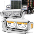 LED DRL Halo Headlights 81-88 Peterbilt 359, 87-07 379, 08-21 389