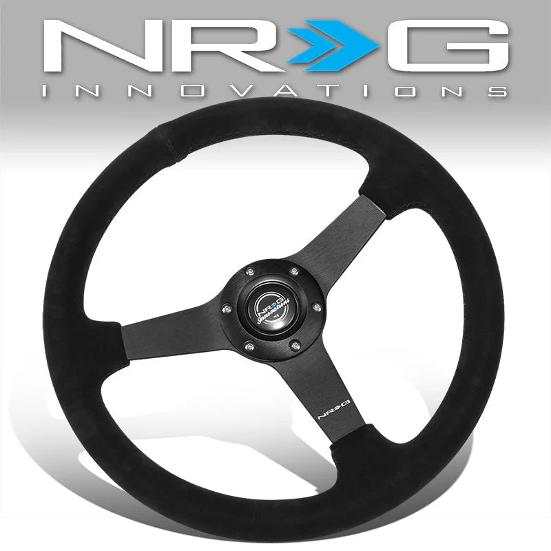 350mm 1 in. Deep Dish Suede Grip Steering Wheel Universal