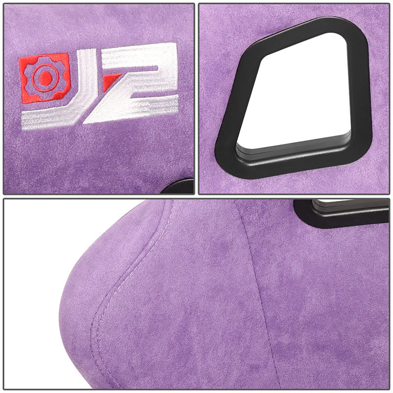 2Pcs Purple Microfiber Suede Style Fabric Large Racing Bucket Seats Universal