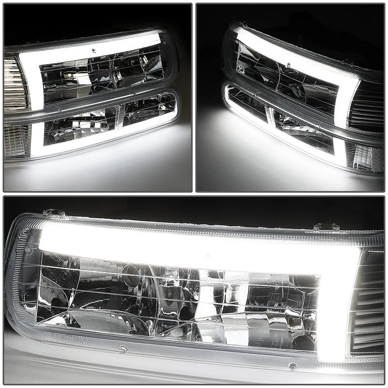 LED DRL Headlights 99-02 Chevy Silverado 1500-3500, 00-06 Suburban 1500 2500 Tahoe