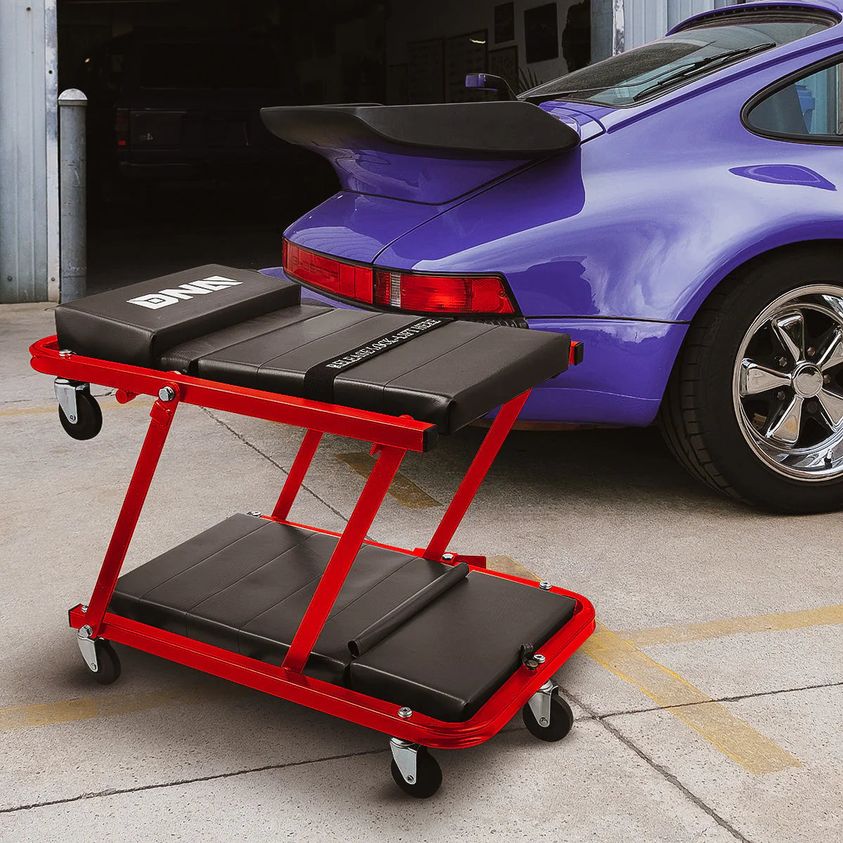 2 in 1 Foldable Roller Seat Creeper Mechanic Stool - 47.24 in. x 17.91 in. x 5.9 in.