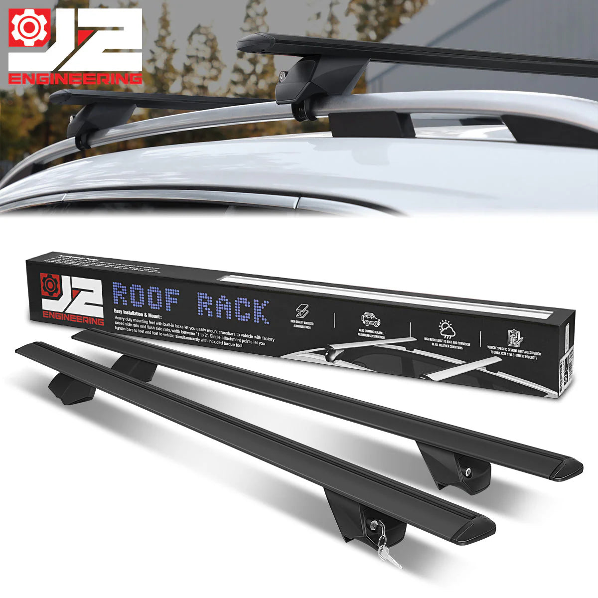 49 in. Adjustable Roof Rack Cargo CarrierCross Bar Fits Vehicles w/ Non Round Roof Rails