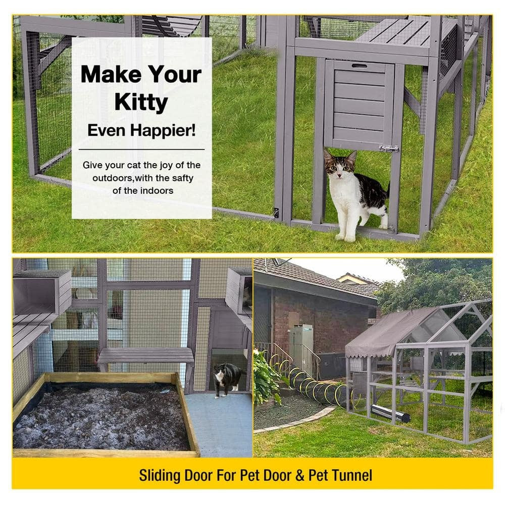 2026 Morgete Luxury Outdoor Cat House: Spacious 56.54ft2 Enclosure with Platforms & Weatherproof Cover