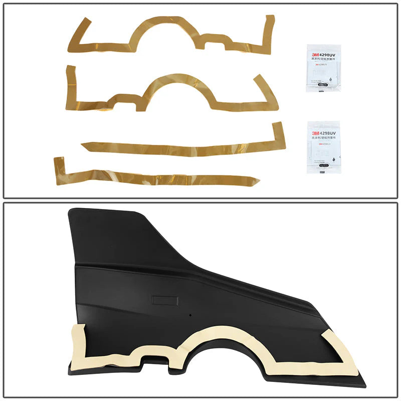 Pair Matte Black Rear Door Side Skirt Panel Splitters 17-22 Tesla Model 3