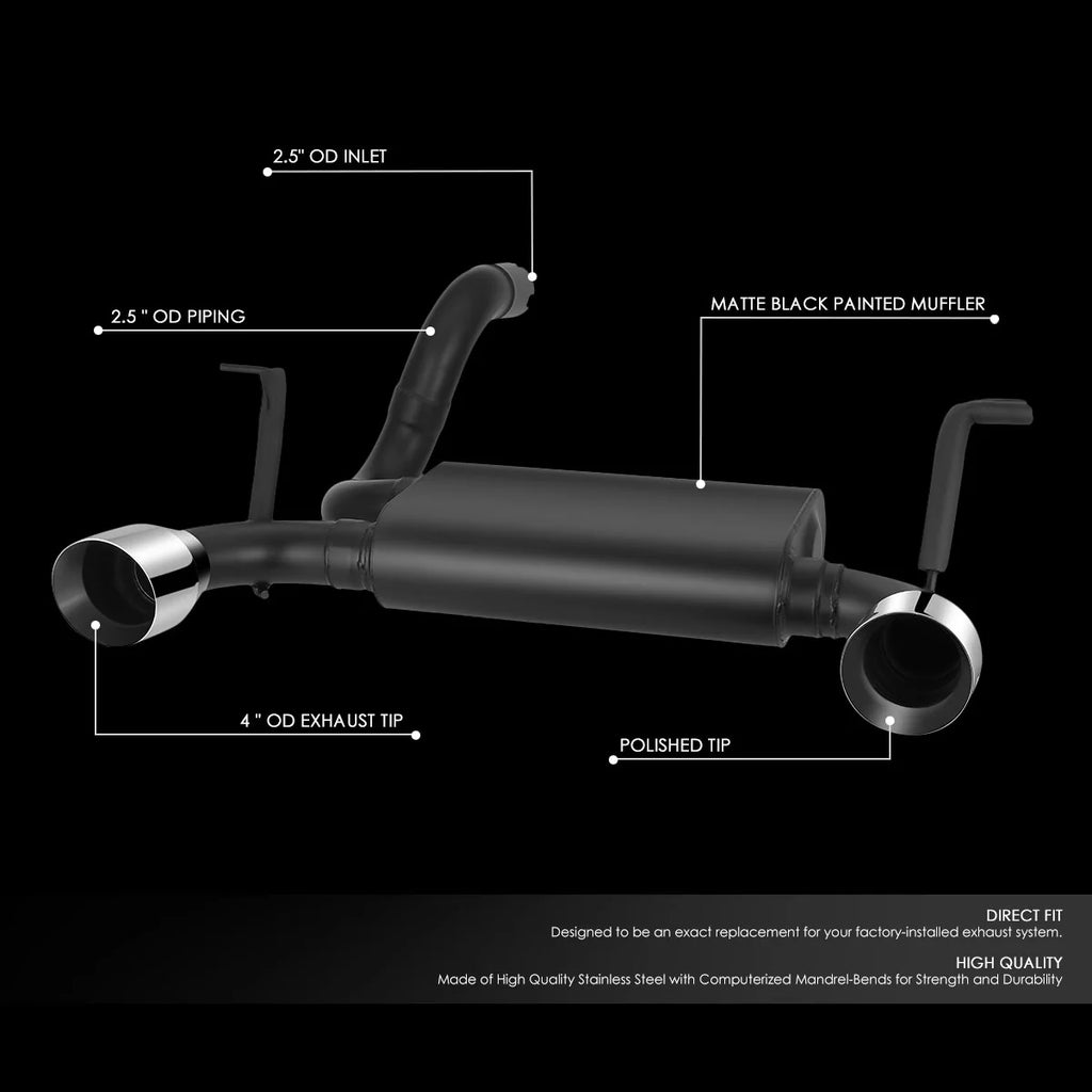 Axle-Back Exhaust System 3.6L w/4 in. OD Stainless Steel Muffler Tip 18-22 Jeep Wrangler JL