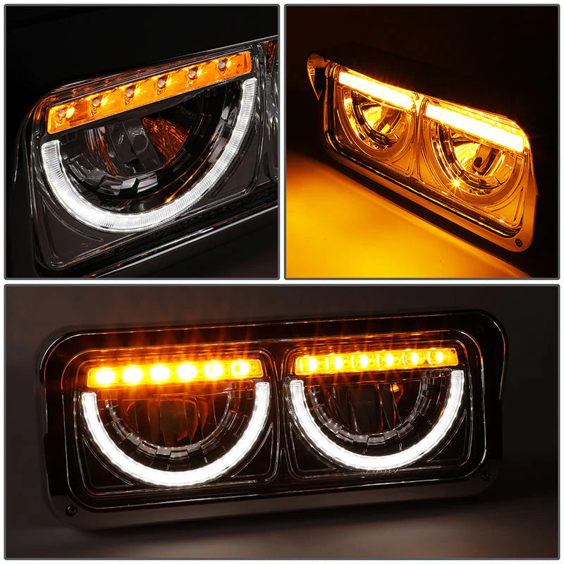 LED DRL Halo Headlights 86-07 Kenworth T600A Peterbilt 357 379
