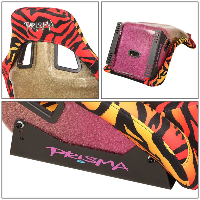 Tiger Orange Vegan Satin Racing Seats w/Mount Bracket Universal