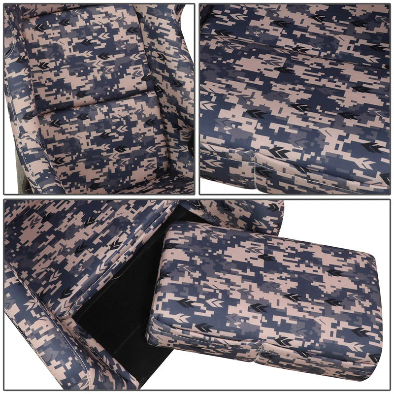 Grey Camo Fiberglass Vegan Satin Bucket Racing Seat Universal