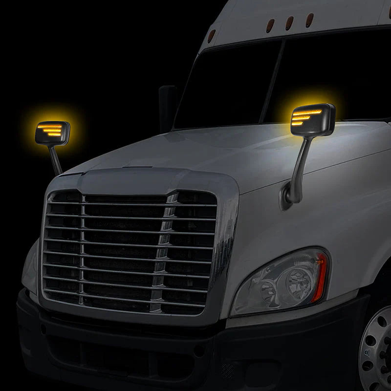 Performance Series Side Hood Mirrors (Black) 08-17 Freightliner Cascadia