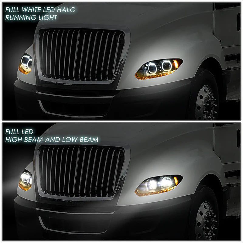 LED DRL Halo Sequential Projector Headlights 17-21 International Harvester LT LT625
