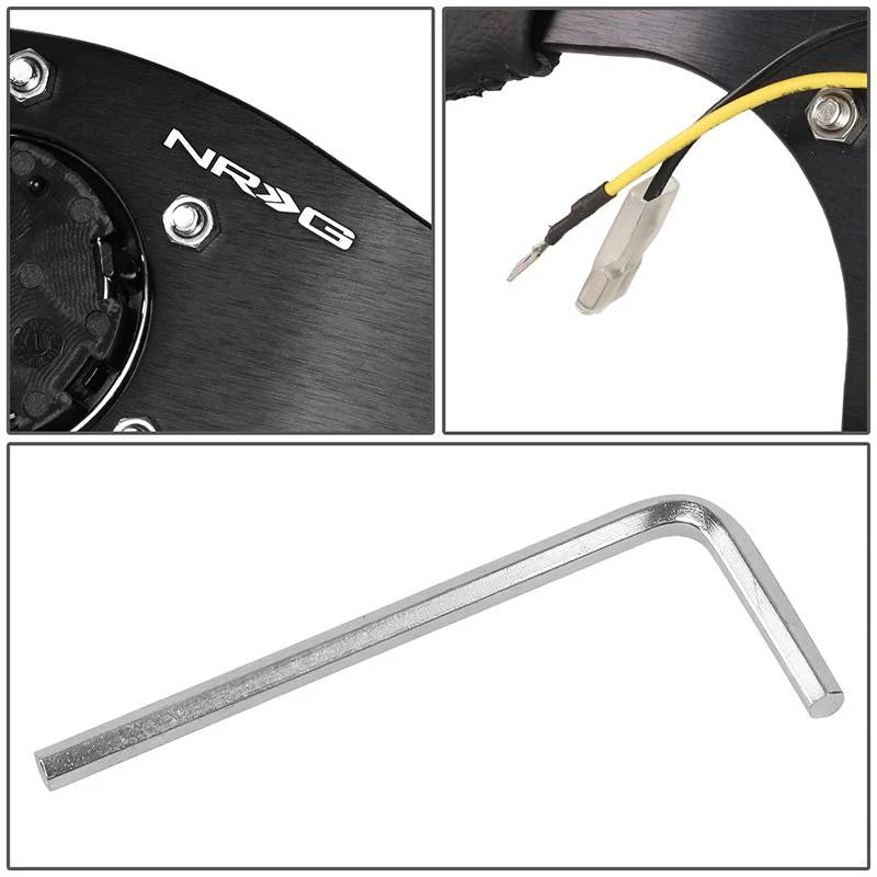 320mm Flat Bottom Black Leather Grip Steering Wheel Universal